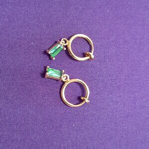 Rectangle Gem Clip-On Earring Emerald Green